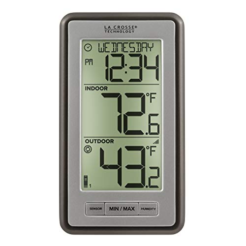 La Crosse WS-9160U-IT V3 Digital Wireless IN/OUT Thermometer with humidity | 24-hr time - color: Titanium