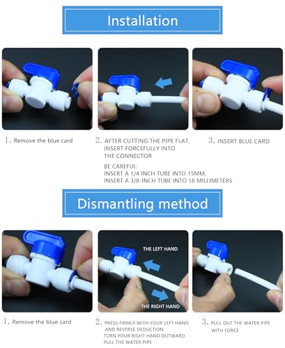 3/8" x 3/8" Push-Fit Globe Valve for RO System, 5 Pcs | Quick ball valve switch connects 3/8" to 3/8" for reverse osmosis RODI water filters & purification systems. Plastic push-fit - style: 3/8 quick connect ball valve