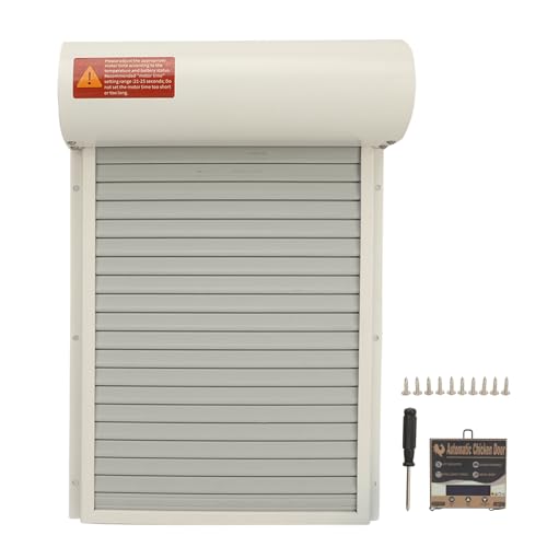 Auto Chicken Door, Battery Powered LED Display Automatic Chicken Door Opener for Duck (White) - color: White