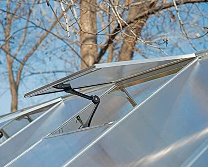 Canopia 6x4 Greenhouse with Plant Hangers, Hobby Walk-In Twin-Wall UV Polycarbonate Heavy Duty Aluminum Frame, Lockable Door, Adjustable Roof Vent, Rain Gutters, Galvanized Steel Base, Mythos (Silver) - color: Silver with Plant Hangers, size: 6 Ft. x 4 Ft
