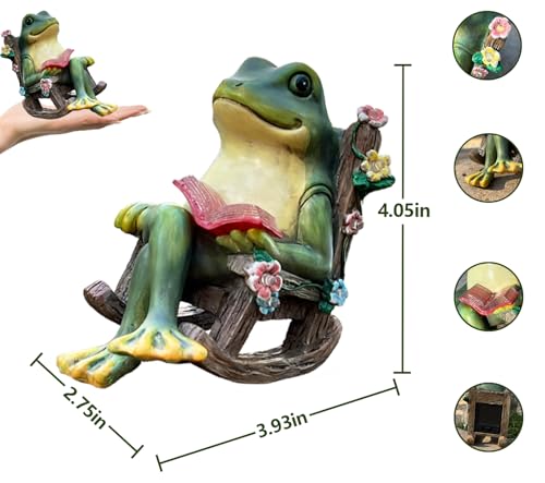 Solar Garden Statues Miniature Frog Figurine Thanksgiving Decor with Succulents and 7 LED Lights Outdoor for Patio Yard Balcony Lawn - Unique Housewarming Birthday Gifts for Women Mom Family Friends - style: frog