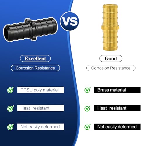 1/2" Poly PPSU Barb Crimp PEX Fitting, 25pcs PEX Straight Coupling Fittings, No Lead - size: 1/2" Straight, 25pcs