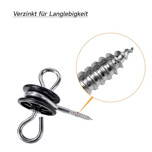 10 Pack Electric Fence Insulators, Wood Post Screw-in Anchors, 2-Ring Black Gate Handle Anchors
