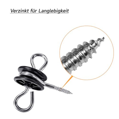 10 Pack Electric Fence Insulators, Wood Post Screw-in Anchors, 2-Ring Black Gate Handle Anchors
