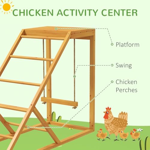 Durable Outdoor Chicken Swing Set with Natural Wood Perches and Adjustable Ladder for Enriched Poultry Activity and Behavioral Stimulation