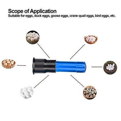 Egg Tester, LED Cool Light Candler Lamp, Metal and Plastic Material, Detachable Cone Spot Light, Suitable for Bird Duck Goose Quail Eggs, Delivered Without Battery (Blue) - color: Blue
