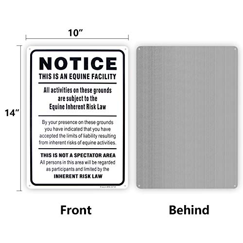 Equine Liability Sign, Statute Horse Barn Stable Farm Sign,- 10"x 14" - .040 Rust Free Aluminum – Reflective, UV Protected and Weatherproof (Pack of 2) - size: 14'' x 10'' (Pack of 2)