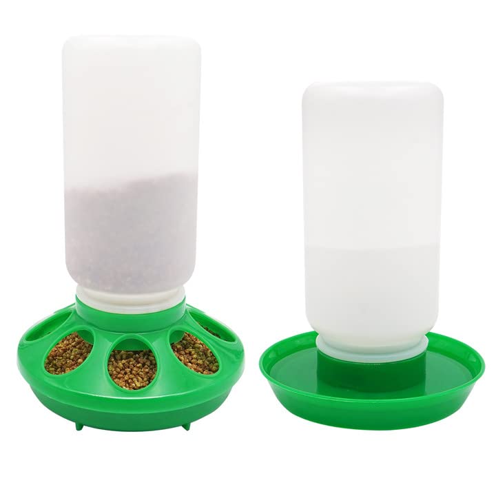 2-in-1 Chick Starter Set, 0.3Gal Chick Feeder and Waterer Kit for Baby Chicken Duck Brooder Duck Feeder Quail Feeder Chicken Feeder and Waterer Set - color: Green