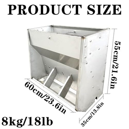 Hog Feeder for Pigs Heavy Duty Steel Piglets Feeder, Moisture Proof Piglet Creep Feeder with Self Feeder, Multipurpose Trough Creep Feeder Outdoor Livestock Feeder, for Barn, Farm,Silver,60cm - size: 60cm