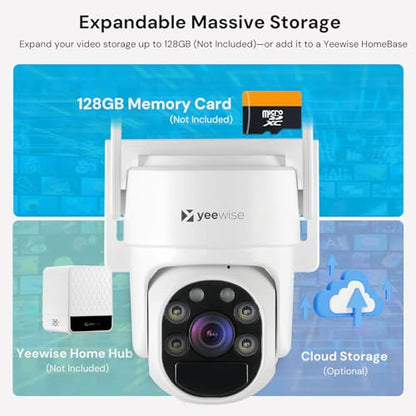 yeewise 2K Security Cameras Wireless Outdoor, WiFi6 Solar Camera Outdoor Wireless with 360° Pan & Tilt, Color Night Vision, Motion Detection, 5G & 2.4G WiFi, No Monthly Fees - style: Add-On Cam