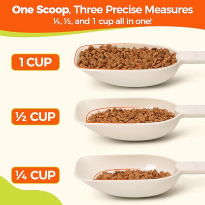 Dog Food Scoop 1 Cup, One Cup Measuring Cup, Food-Grade Melamine Pet Food Scoop, Durable 1 Cup Scoop with Precise Markings, BPA-Free & Dishwasher Safe (White, 8oz) - color: White