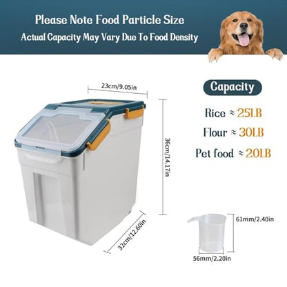 Large Flour Storage Container Bin 25lb,4 Pack Airtight Rice Storage Containers with Wheels Seal Locking Lid BPA Free with Measuring Cup,Scoop for Flour, Rice, Grain, Dry Food - Dark Blue - color: 4Pcs 25LB Blue