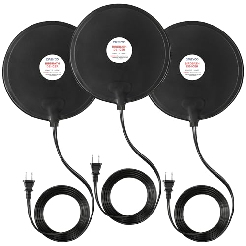 Dreyoo Bird Bath De Icer, 60w Submergible De Icer, Thermostatic Controlled Winter Water Heater Deicer for Bird, Chicken, Duck, Farm Trough, Design Patent Product(3 Pack)