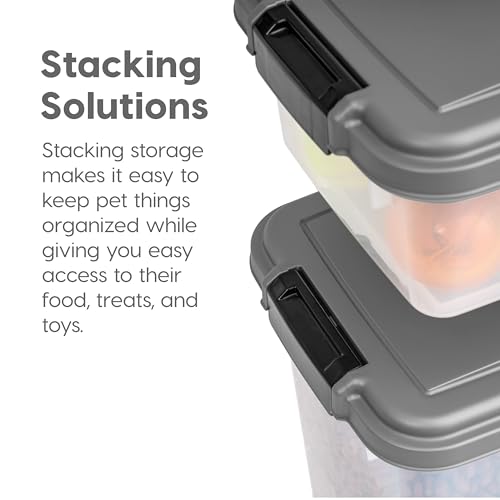 IRIS USA 30 lbs & 11 lbs Combo Airtight Dog Food Storage Container, Stackable Treat Box, 2-Cup Scoop, Wheels, Keep Fresh, Easy Mobility, Dark Gray - color: Dark Gray