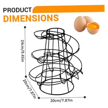Spiral Egg Holder Countertop Smooth & Sturdy Fresh Keeping Egg Skelter Minimalist & Stable Black Iron Storage Stand for Kitchen