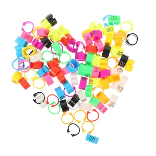 Mikikit 100pcs Pigeon Identification Leg Bands Plastic Foot Rings for Pigeons and Chickens Color-Coded Marking Rings for Easy Identification