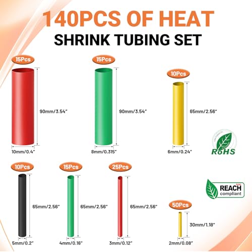474 PCS-Red Copper Non Insulated Butt Connectors Kits with Heat Shrink,22-6 AWG Uninsulated Butt Connector for Electrical Wiring