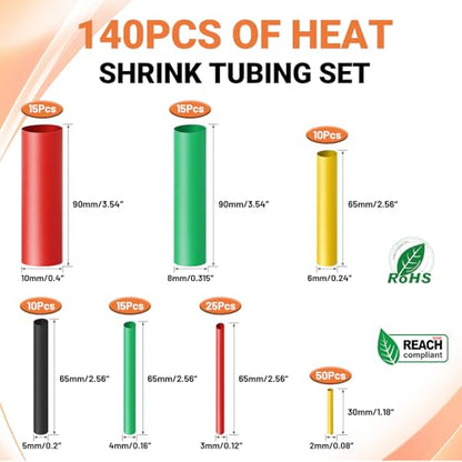474 PCS-Red Copper Non Insulated Butt Connectors Kits with Heat Shrink,22-6 AWG Uninsulated Butt Connector for Electrical Wiring