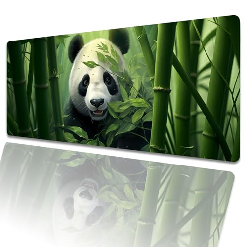 Cute Giant Panda Gaming Mouse Pad 31.5x11.8in,Bamboo Large Extended Desk Mat with Non-Slip Rubber Base,Animal Big Mousepad for Laptop Computer PC,for Office Home Decor,Deskmat Gifts - color: Panda
