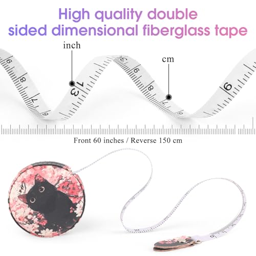 Retractable Mini Tape Measure, Auto-Retract, Premium Leather Tape Measure, Dual-Sided Ruler, Ideal for Fabric Cutting, Body Measurements, and Handicrafts (Cute Kitten) - color: Cute Kitten