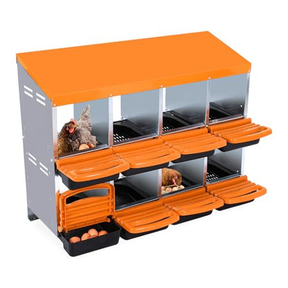 Chicken Nesting Box,8 Hole Roll Away Nesting Box for Laying Eggs,Wall Mount Chicken Nesting Boxes,Easy Egg Collection,Cleanable Pull Out Hen Roosting Boxes