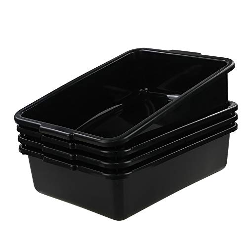 Kiddream13 Liter Commercial Bus Tray, Plastic Restaurant Wash Tubs Bus Tub BoxSet of 4, Black - color: Black, size: 13 Liter