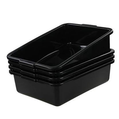 Kiddream13 Liter Commercial Bus Tray, Plastic Restaurant Wash Tubs Bus Tub BoxSet of 4, Black - color: Black, size: 13 Liter
