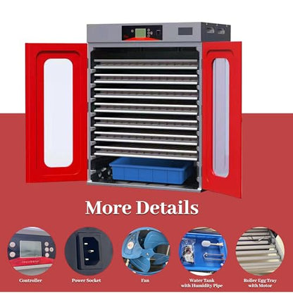 KEIKI 1000-Egg Commercial Cabinet Incubator, Egg Poultry Incubator with Auto Temperature, Humidity, and Egg Turning Control for Chicken, Duck, Goose & Quail Eggs