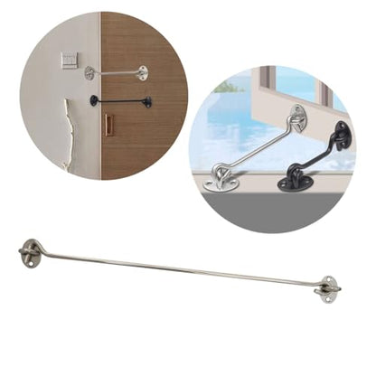 2 Pack 16" Safety Barn Door Hook and Eye Latch Silver, Stainless Steel Heavy Duty Gate Latch Holder, Long Privacy Cabin Door Swivel Window Hook for Sliding Doors, Garage, Shed, Window - size: 16 Inch - Silver