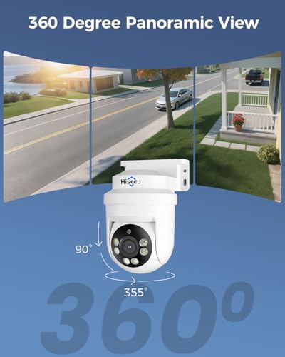 Hiseeu 360°View PTZ Wired Security Camera System,4ch 5MP DVR,2PCS Cameras | Smart Color Night Vision,Audio,Person/Vehicle Detection,500G HDD,Home CCTV Camera System - color: White 2 CH