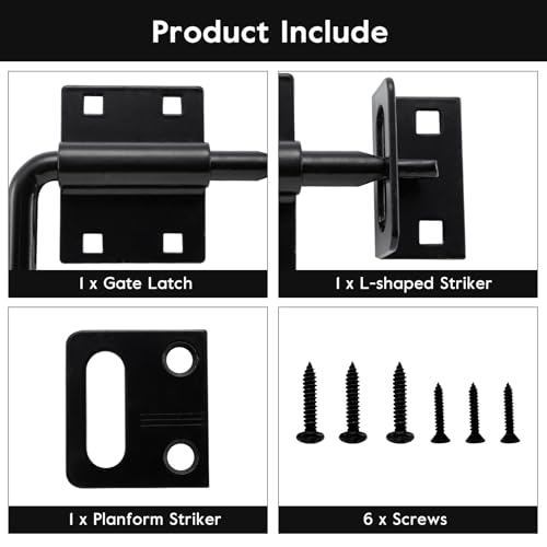 HOME MASTER HARDWARE Heavy Duty Slide Bolt Gate Latch, Sliding Bolt Door Latch Gate Lock Hardware with Padlock Hole, 2 in 1 Barrel Bolt Latch for Wooden Fence/Shed Door/Yard Door/Barn Door, Black