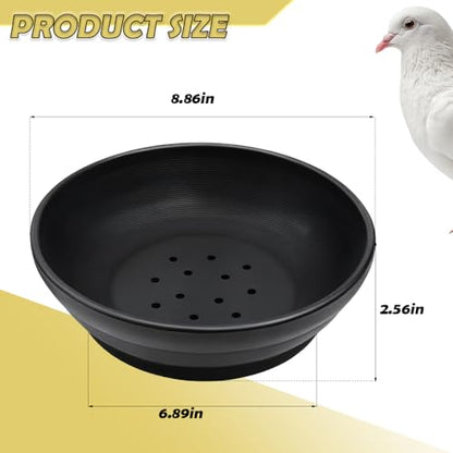 DQITJ 4 Pack Bird Nest Bowl Plastic Racing Pigeon Breeding Hatching Nest Box Birdcage Egg Basin for Pigeon Chicken Doves Quail Bird (Dia: 8.6 Inches, Black)