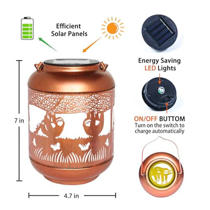 Sloth Solar Lanterns Outdoor Waterproof,Hanging Solar Lights Sloth Gifts for Women Men Metal LED Decorative Light for Yard,Patio,Lawn,Tabletop,Pathway,Landscape,Garden Decor - style: Sloth