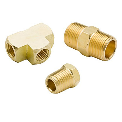 Brass 1/4" NPT Female Barstock Tee & 1/4" NPT Male Hex Nipple & 1/4" NPT Male Hex Head Plug Assortment Kits - style: Tee/Nipple/Hex Head Plug