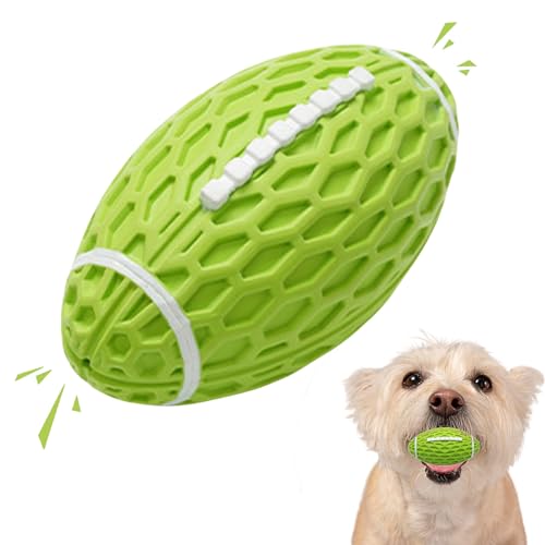 Small Squeaky Dog Toy, Rubber Dog Ball for Aggressive Chewers, Floating Fetch Outdoor Puppy Toys, Durable and Interactive Toy for Small Dogs, Bouncy Football, Green, Small - color: Green, size: Small
