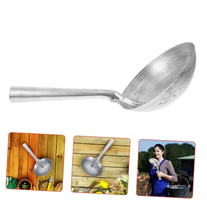 Iron Water Ladle with Handle Heavy Duty Grain Scoop for Livestock and Gardening Polished for Smooth Use Portable Water Spoon for Farm Feeding and Mixing Tasks