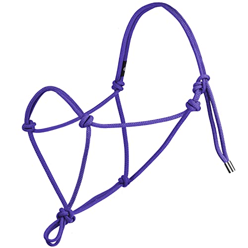 Harrison Howard Rope Halter for Horses - Super Sturdy Training Halter with 2 Knot 1/4" Stiff Cord - color: Purple, size: Weanling
