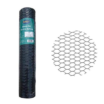 PVC Hexagonal Poultry Netting Chicken Wire 36" x50' x 1" Mesh 20GA Black - size: 36"x50'-1" 20GA