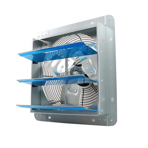 20 inch Shutter Exhaust Fan, Exhaust Fan Wall Mounted, Automatic Aluminum Shutter Suitable for Garages Basement Attic - size: 20 Inch