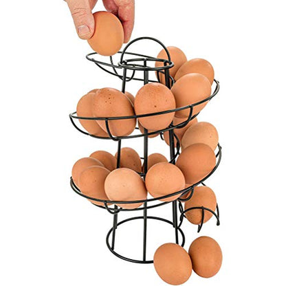 Steel Egg Skelter Dispenser Rack,Spiral Egg Holder, Save space, Egg Display Holder, Wire Chicken Egg Storage Organizer,Egg Basket for Countertop Kitchen (Black) - color: Black