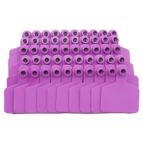 Blank Cattle Ear Tags 100 Pieces Livestock Identifcation Lable Cards Livestock Ear Tags for Cattle Cow Horse Pig Goat Sheep (Purple) - color: Purple