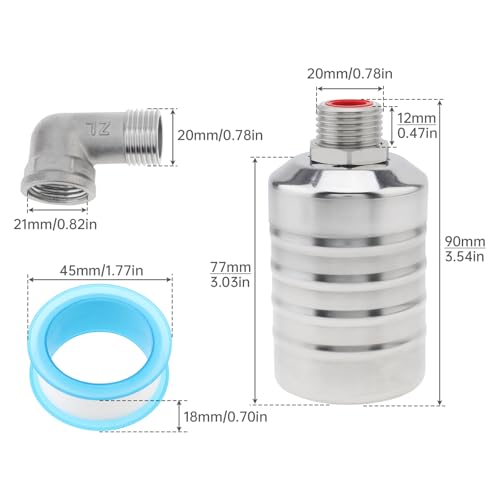 Float Valve, 304 Stainless Steel 1/2inch to 3/4inch Auto Fill Shut Off Water Float Valves Fully Automatic Water Level Control for Water Tank, Pool, Tower, Livestock Troughs - style: Style 1