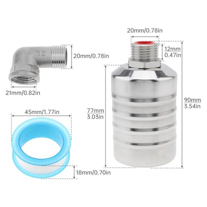 Float Valve, 304 Stainless Steel 1/2inch to 3/4inch Auto Fill Shut Off Water Float Valves Fully Automatic Water Level Control for Water Tank, Pool, Tower, Livestock Troughs - style: Style 1