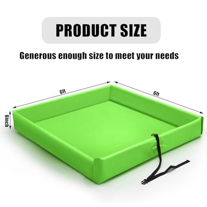 Wettarn Folding Duck Pond 6' x 6' Portable Spill Containment Berm Wall Containment Berm (Green) - color: Green, size: 6*6ft