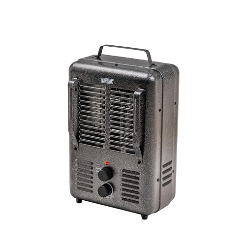 EZ-HEAT 1,500-Watt Portable Milkhouse Style Utility Space Heater with Adjustable Thermostat, Overheat Protection, and Safety Tip-Over Switch, Speckled Gloss, MTFH-01C - color: Gloss Black