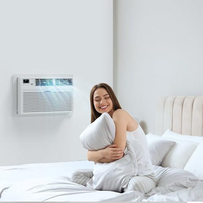ROVSUN 10000 BTU Through the Wall Air Conditioner with Remote Control, 4-in-1 Wall AC Unit, Heater, Dehumidifier & Fan with Timer for Bedroom, Apartment, Dorm up to 450 Square Feet, 230V/60Hz - style: 10000 BTU-Cool & Heat