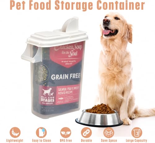 Buddeez 32 Quart Pet Food Dispenser with Lid - Airtight Storage for Dog Food, Cat Food, and Bird Seed - Easy Pour Spout for Mess Free Serving
