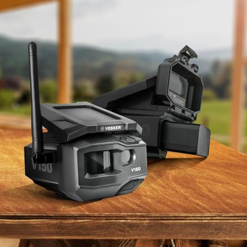 Vosker V150 Farm Pack 4G LTE Solar Security Camera, Wireless Outdoor Surveillance for Farms, Sheds and Equipment Monitoring, No Wi-Fi Required, Night Vision, SIM Card & Mobile App Included