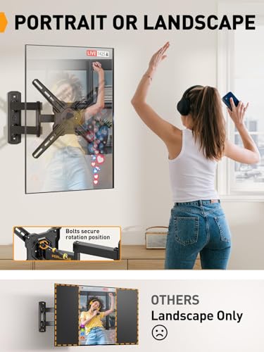 Perlegear Full Motion TV Wall Mount for Most 26–50 Inch TVs, Max VESA 300 x 300mm, TV Monitor Wall Mount Bracket with Rotation, Swivel, Tilt, Extension and Leveling Adjustment, Holds up to 55 lbs - size: for 26-50 inch TVs