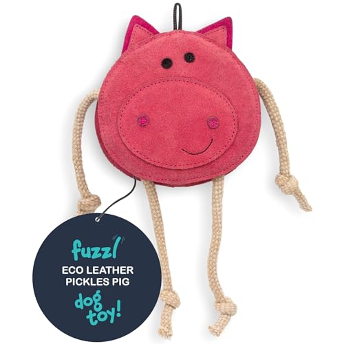 Fuzzl Eco Leather Pickles Pig Natural and Tough Dog Toys - Long Lasting Chew Toys for Aggressive Chewers - Strong Dog Toy for Dogs and Puppy - style: Leather Pig